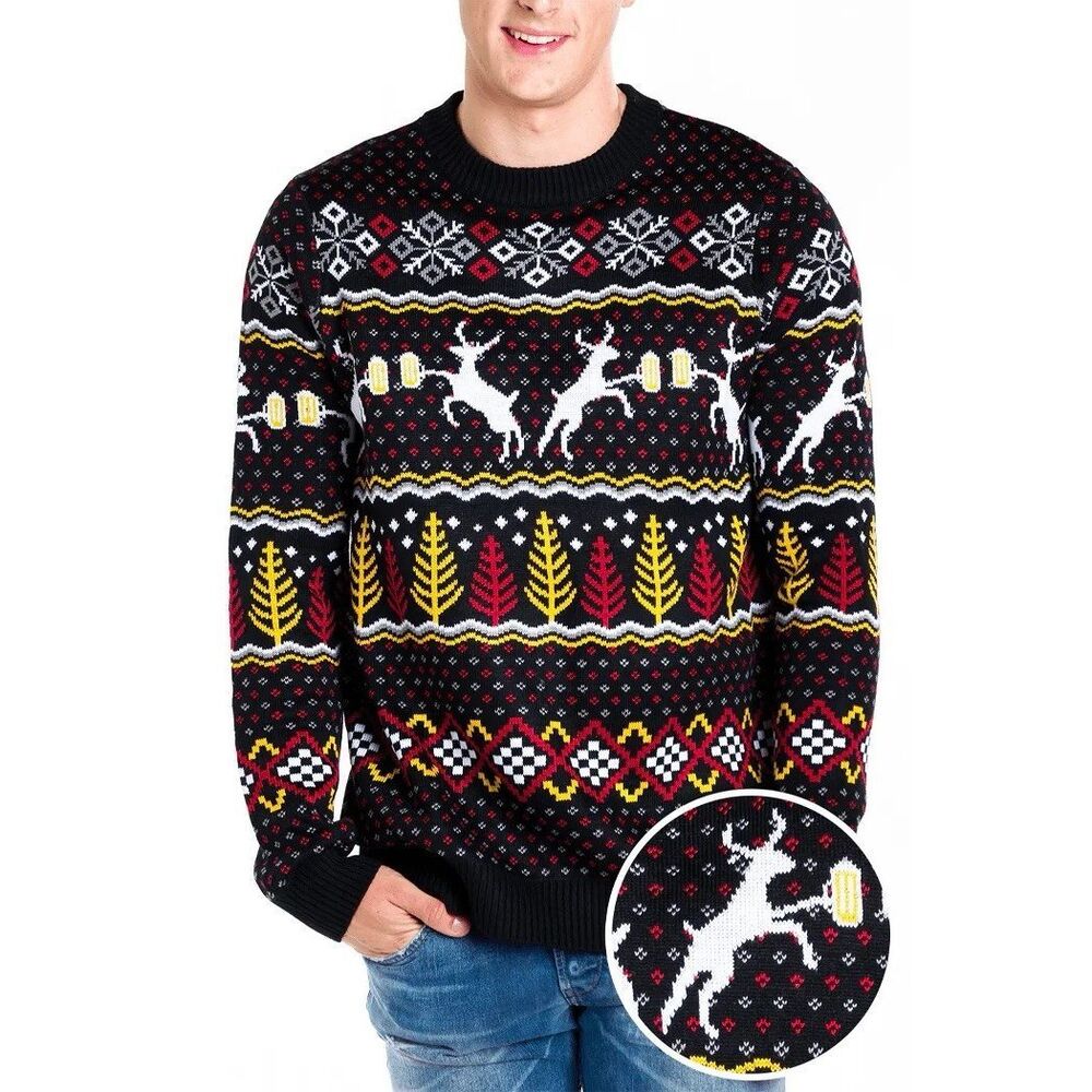 Men’s Tipsy‎ Elves Caribrew Sweater Beer Size XL Ugly Christmas Funny Reindeer